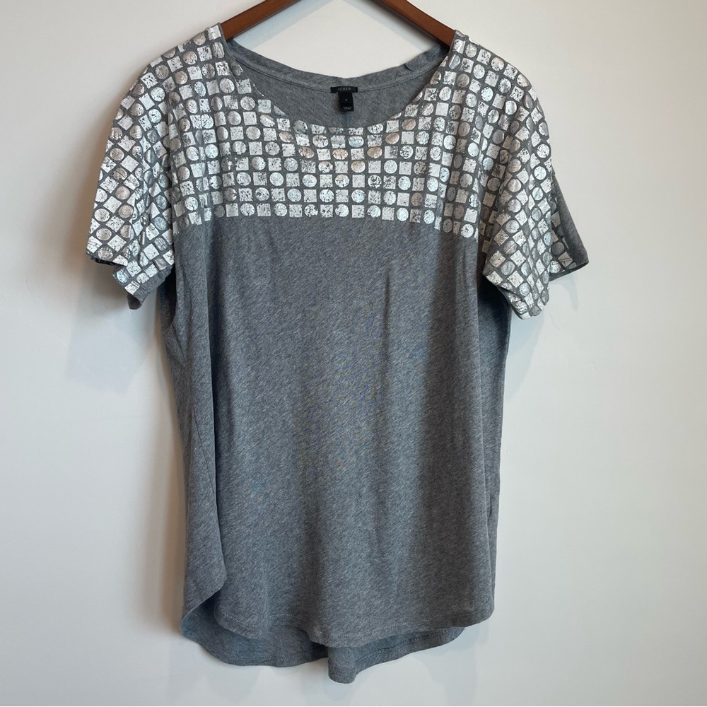 Jcrew grey and silver T shirt Size: L